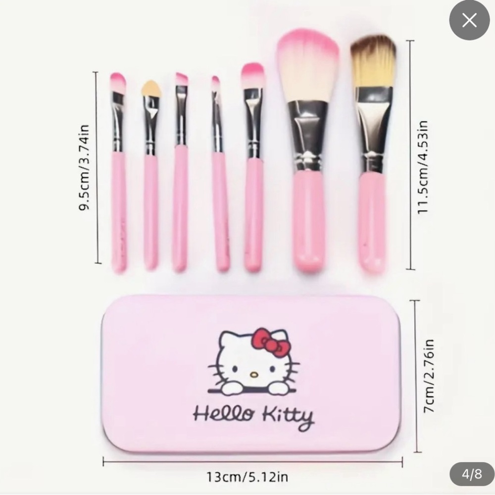 Hello Kitty 7pc Full Face Makeup Brush Set in Tin • Brand New